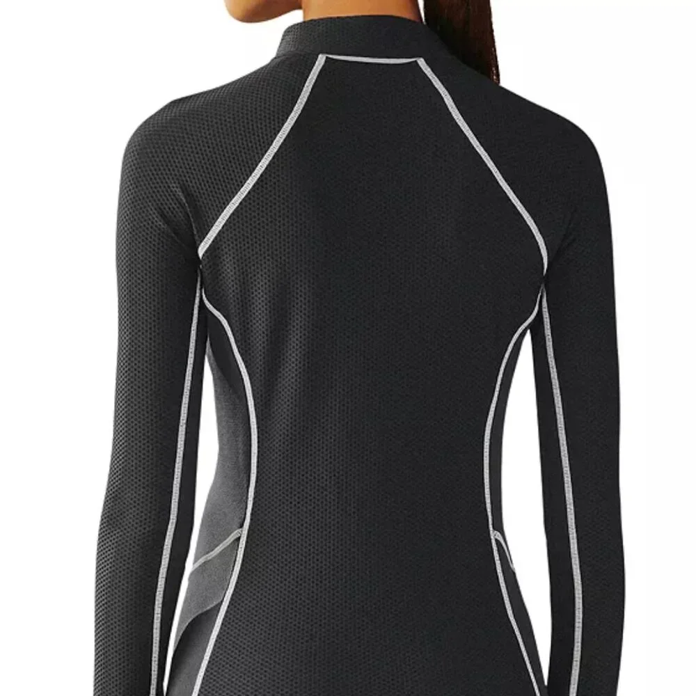 Tory Sport  Mesh Quarter-Zip Pullover Color: Sport Black Size: XL - Picture 3 of 7